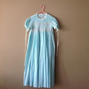 Orient Expressed Heirloom Smocked Aqua Dress 8